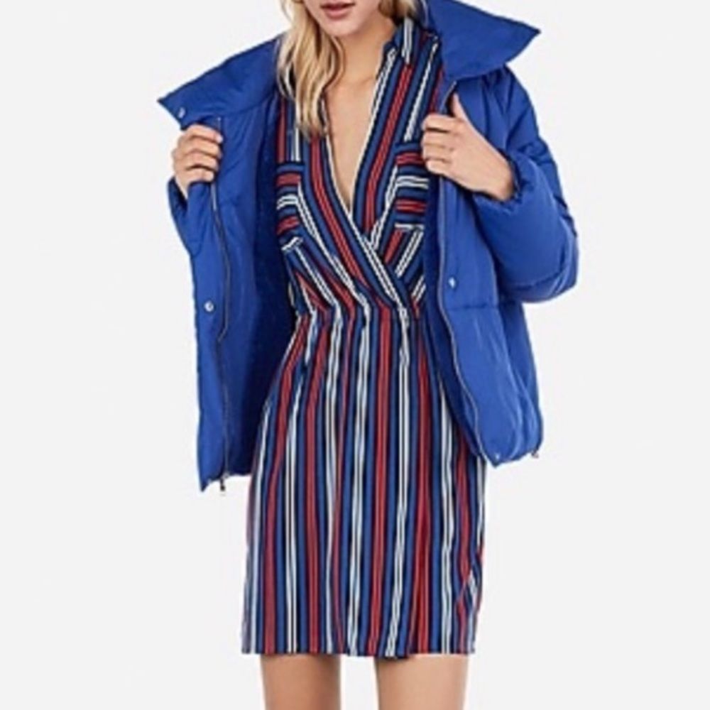Express striped longsleeve dress red white blue size Medium